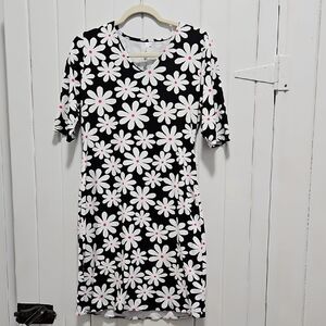 Lulu-B Black and White Daisy Midi Dress